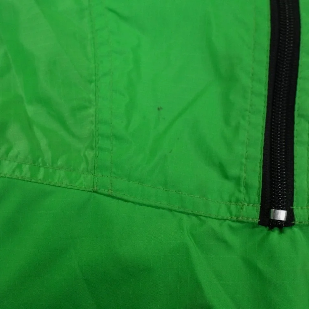 Helly Hansen Anorak Windbreaker Jacket Men L Neon Green Hooded Half‎ Zip Ripstop
